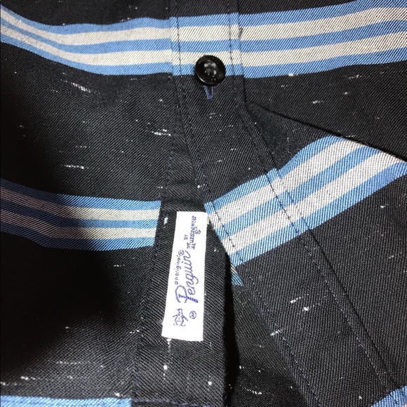 NWT Penguin Horizontal Stripe Button Down Shirt- Large - Picture 4 of 7